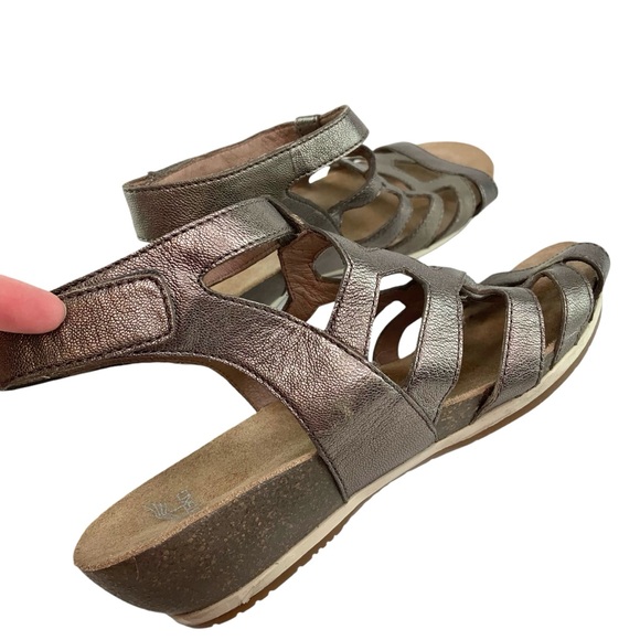 Dansko Metallic Gladiator Valentina Wedge Sandals - Picture 3 of 8